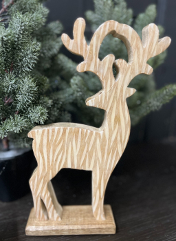 Striated Wooden Reindeer 13x8in
