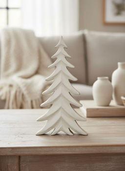 White Enamel Wooden Tree 8in
