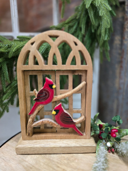 Cardinals in Window 10.75x7.75in