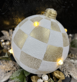 Large Checkered LED Resin Ornament 10in