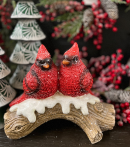 Resin Christmas Love birds 10in