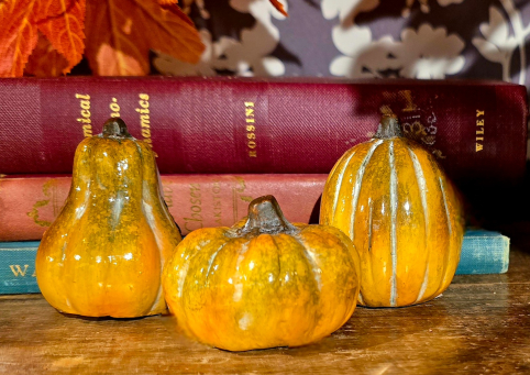 Golden Mini Pumpkins Set of 3 2x2x2in