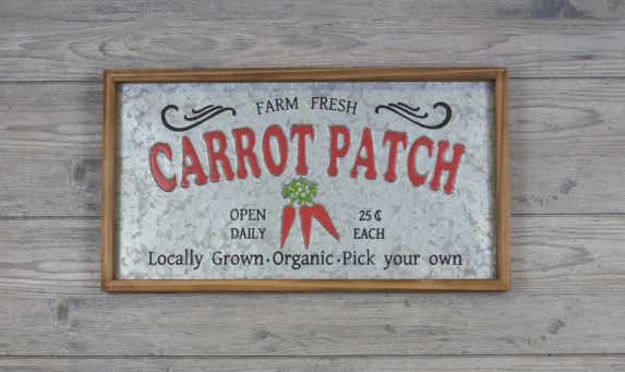 Galvanized Carrot Patch Metal Sign 20x11in