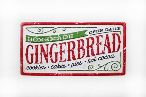 Gingerbread Metal Sign 16x8in