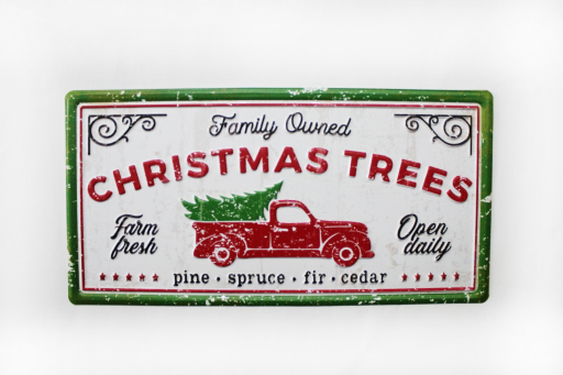 Farm Fresh C. Trees Metal Sign 16x8in