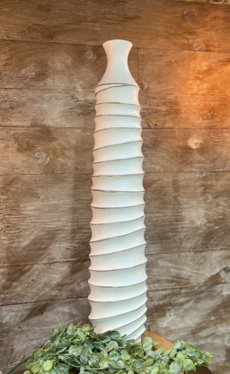 White Ribbed  Vase  30in