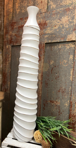 White Ribbed Vase 37in