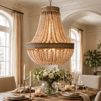 Cream Beaded Chandelier