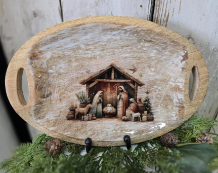 Oval Nativity Tray 13.8x8.9in