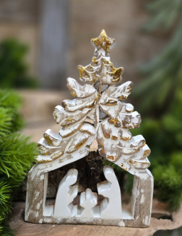 Golden Tree Nativty 8.1x5.3in