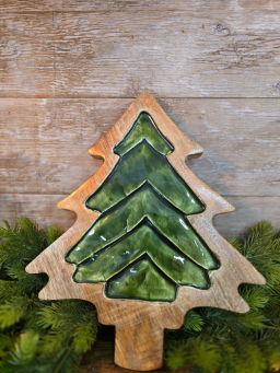 Enamel Carved Tree Tray 14.2x11.8in