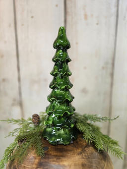Large Green Enamel Layered Tree 11x3.9in