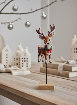 Metal Reindeer on Rod 9x4in