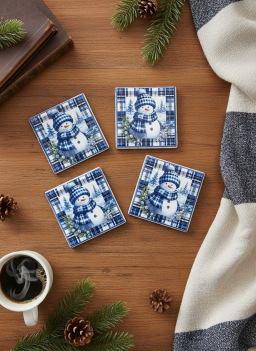 Snowman Coasters 4x4in