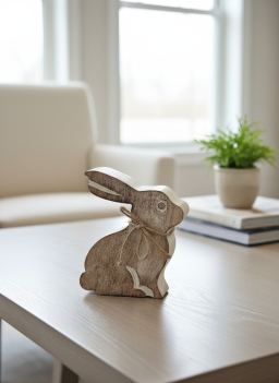 Natural Wooden Bunny 5x4in