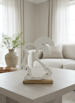 White Enamel Hollow Bunny 11x8in