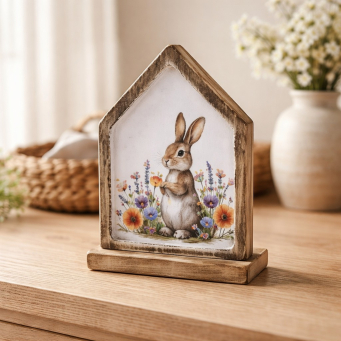 Garden Bunny Plaque 9x6in