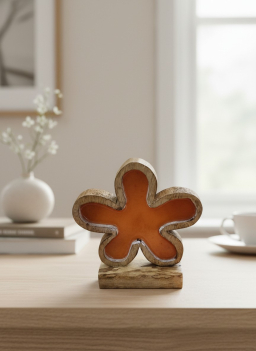 Peach Wooden Flower 5x4in