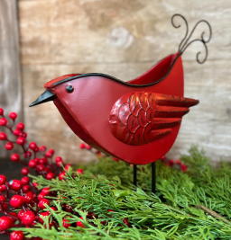 Large Metal Cardinal Planter 9in