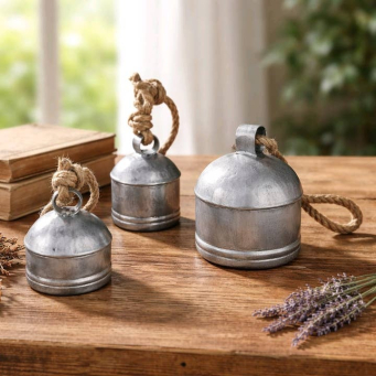 Silver Antique Bell Set of 3 6.5in, 5.5in, 4in