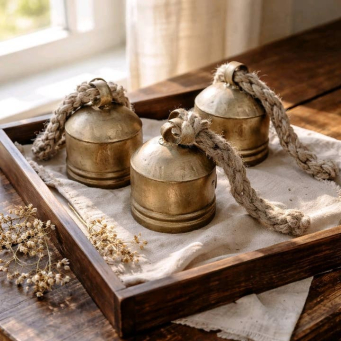 Gold Antique Bell Set of 3 6.5in, 5.5in, 4in