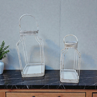 Milk Lanterns Set of 2 15in and 12inH