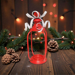 Christmas Bow Lantern 5.5x5.5x15in
