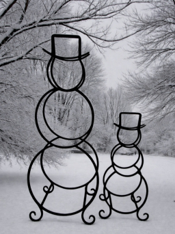 Wired Snowman Set of 2 L - 14x10.5x34in S - 10.5x6.5x21in