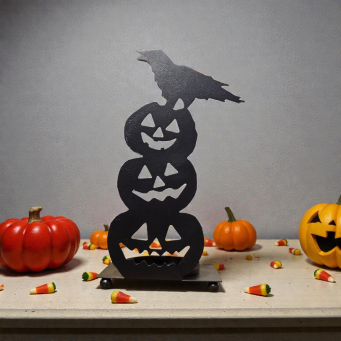 Pumpkin Trio W/ Crow 5x4x9.25in