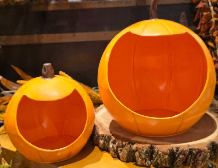 Hollow Pumpkin Lantern Set of 2 L - 8.6x10.5in S - 6x7in