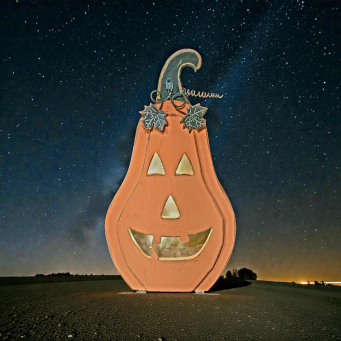 Wood LED Jack O Lantern 9.5x17in