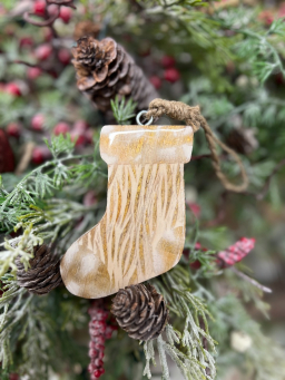 Striated Stocking Ornament 5x3in