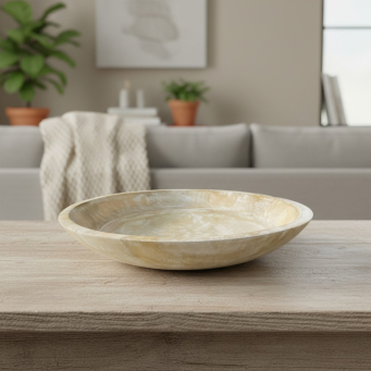 White Washed Wooden Bowl 14x14x2.5in