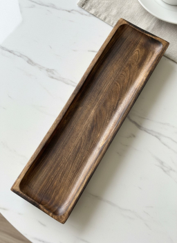 Dark Wood Rectangle Tray 36x10x2in