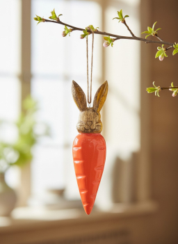 Bunny Head Carrot Ornament 7x2in
