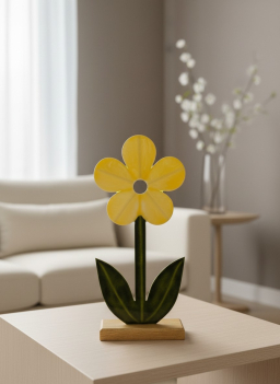 Buttercup Bloom Wooden Flower 12x5in