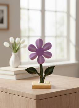Purple Spring Wooden Flower 8x4in