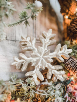 Whitewashed Wooden Snowflake 7x7in