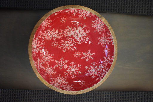 Snowflake Wooden Bowl 11in