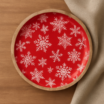 Snowflake Wooden Bowl 11in