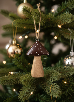 Wooden Hanging Mushroom 2.25x3.5in