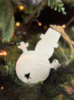 Wooden Snowman Ornament 3.5x4.5in