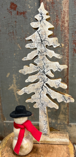 Small Whitewashed Crackle Tree 17x6in