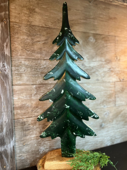 Dark Green Enamel Wooden Tree 24x9in