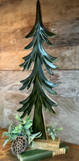 Down Swept Green Enamel Wooden Tree 24x8in