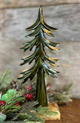 Down Swept Green Enamel Wooden Tree 12x5in