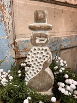 Beaded Wooden Snowman 12x4in