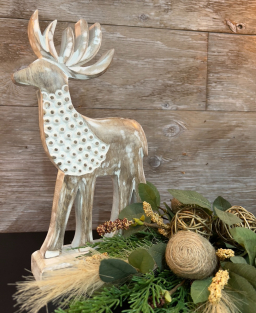 Wooden Beaded Reindeer 12x7in