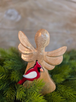 Angel With Cardinal 7.5x5in