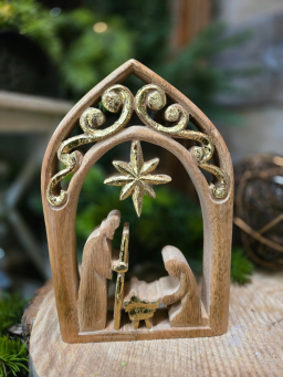 Golden Nativity 8x5in